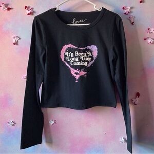 Taylor Swift Lover Era Long Sleeve Top LG Black Tee NEW